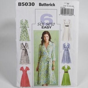 Butterick Sewing Pattern Misses 16-22 Wrapped Dress Uncut Factory Folded B5030